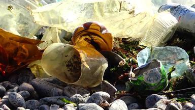 生态问题塑料垃圾海海岸污染海洋黑色的海